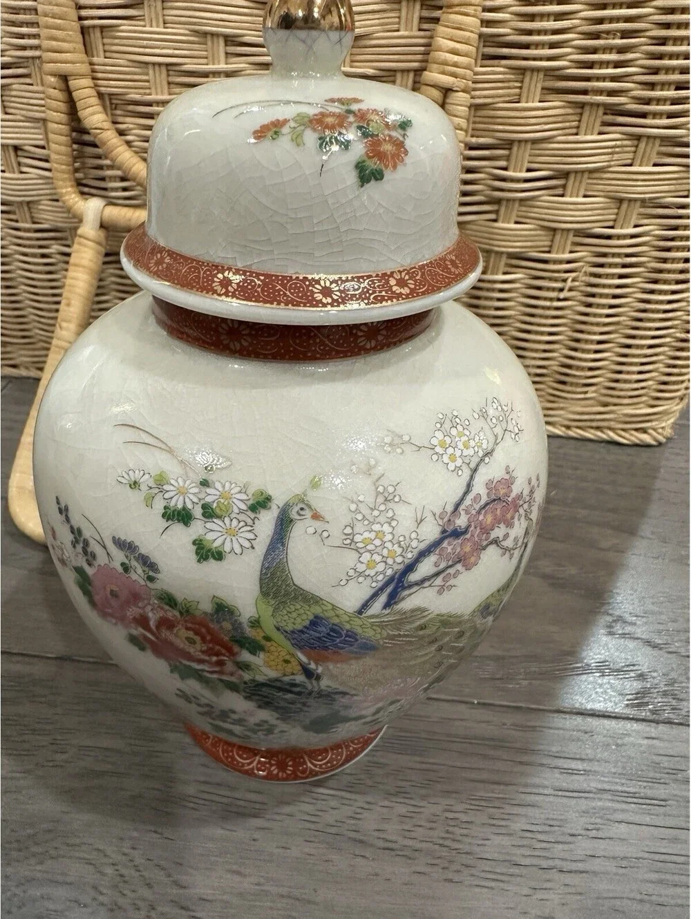 Vintage 1950s Japanese Satsuma Porcelain Ginger Jar Excellent Condition 8